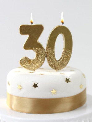 Свечи в торт золотые "30"